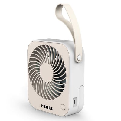 Perel Portable USB Fan Cream and White