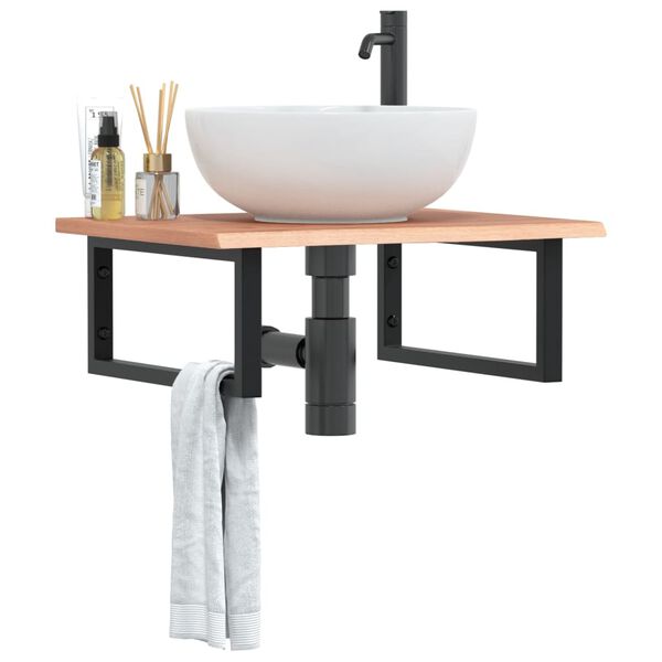 vidaXL Basin Shelf Wall Mounted Steel and Solid Wood Oak