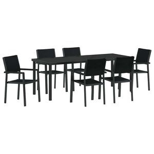 vidaXL Garden Dining Set 7 pcs Black Powder-Coated Steel