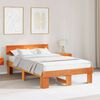 vidaXL Bed Frame with Headboard Wax Brown 140 x 190 cm Solid Pine Wood