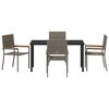 vidaXL Garden Dining Set with Cushion 5 pcs Grey Poly Rattan