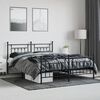 vidaXL Metal Bed Frame without Mattress with Footboard Black 180x200cm