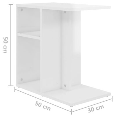 vidaXL Side Table High Gloss White 50x30x50 cm Engineered Wood