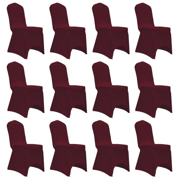 vidaXL Chair Cover Stretch Burgundy 12 pcs