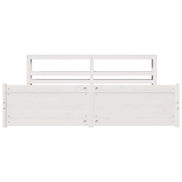 vidaXL Bed Frame with Headboard without Mattress White 180x200 cm Super King