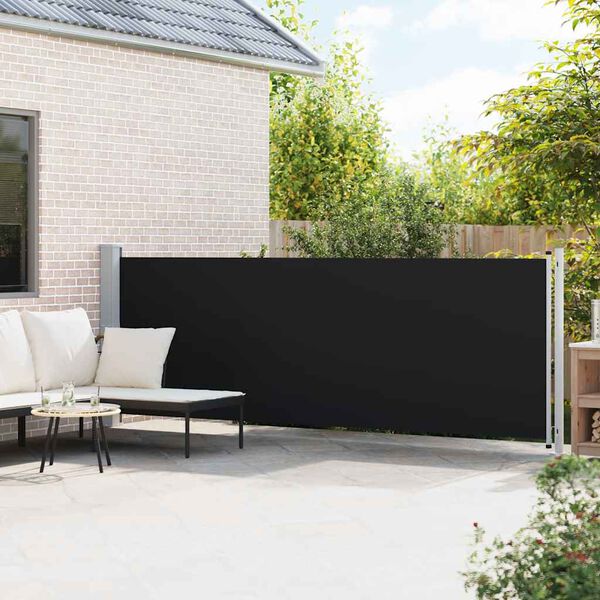 vidaXL Patio Retractable Side Awning 140x600 cm Black