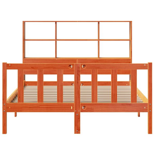 vidaXL Bookcase Bed without Mattress Wax Brown 150x200 cm King Size Solid Wood Pine