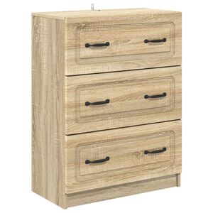 vidaXL Drawer Cabinet Sonoma Oak 66 x 34.5 x 87 cm Engineered Wood