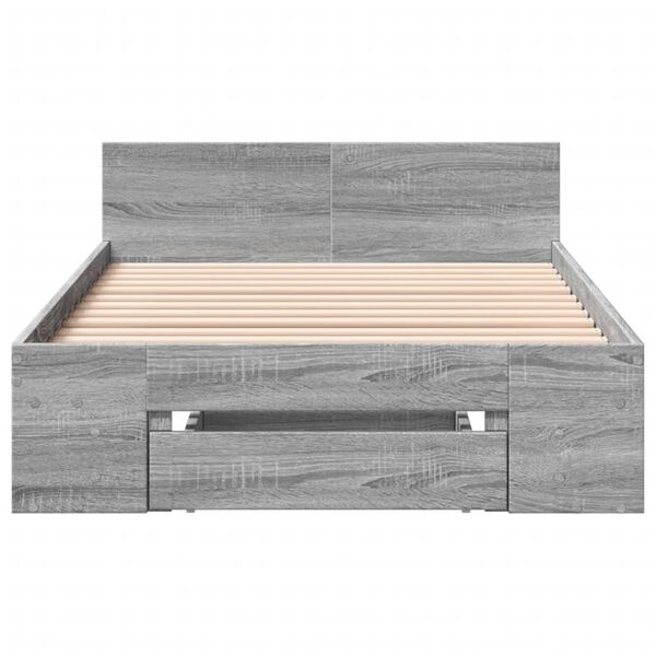 vidaXL Bed Frame with Drawer without Mattress Grey Sonoma 90x200 cm