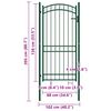 vidaXL Fence Gate with Arched Top Steel 102x136 cm Green