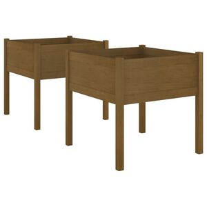 vidaXL Garden Planters 2 pcs Honey Brown 70x70x70 cm Solid Pinewood