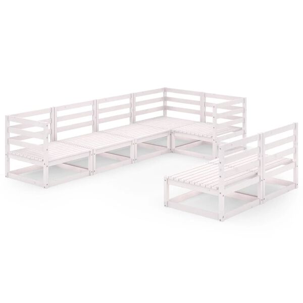 vidaXL 7 Piece Garden Lounge Set White Solid Wood Pine