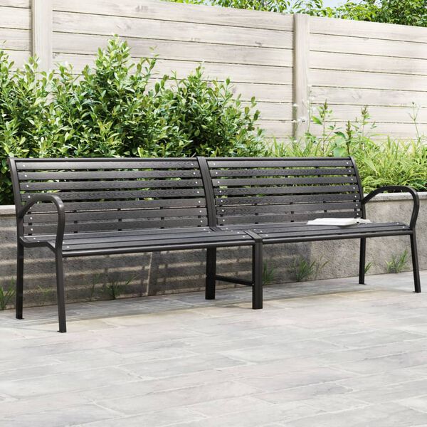 vidaXL Twin Garden Bench Black 231 cm Steel and WPC