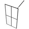 vidaXL Walk-in Shower Wall with Shelf Black 118x190 cm ESG Glass&Aluminium