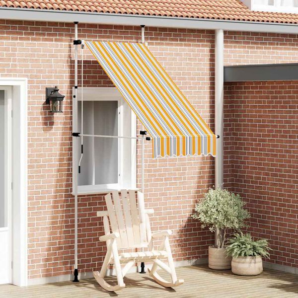 vidaXL Manual Retractable Awning 100 cm Yellow and Blue Stripes