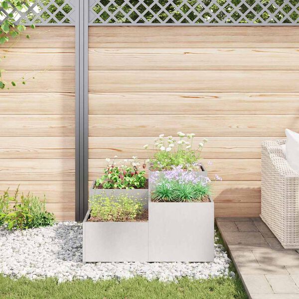 vidaXL Garden Planter Silver 80 x 80 x 48 cm Stainless steel