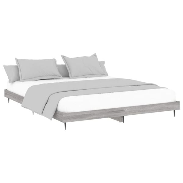 vidaXL Bed Frame without Mattress Grey Sonoma 200x200 cm Engineered Wood