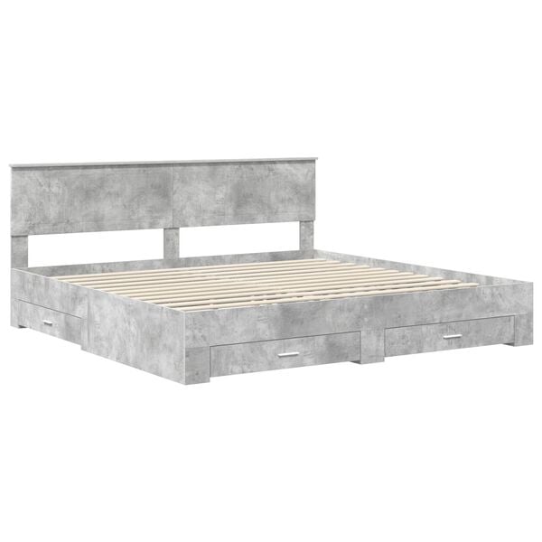 vidaXL Bed Frame Concrete Grey 200 x 200 cm Engineered Wood
