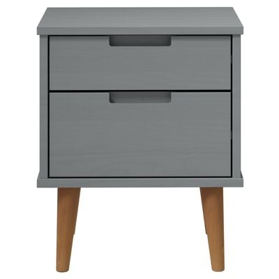 vidaXL Bedside Cabinet MOLDE Grey 40x35x48 cm Solid Wood Pine