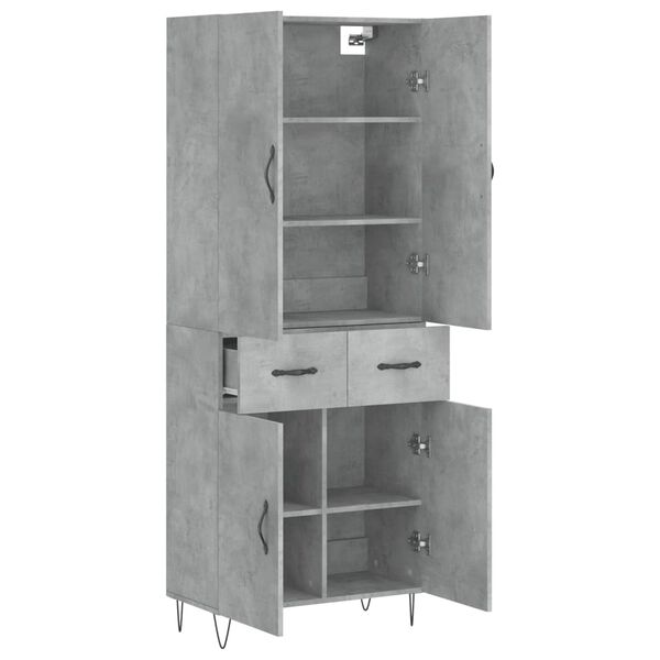 vidaXL Highboard Concrete Grey 69.5x34x180 cm Engineered Wood