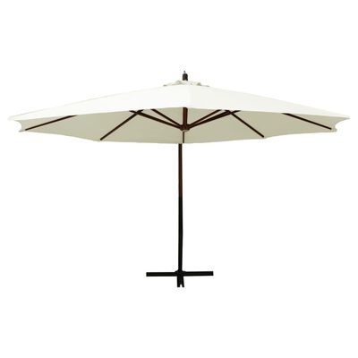 vidaXL Hanging Parasol with Wooden Pole 350 cm Taupe