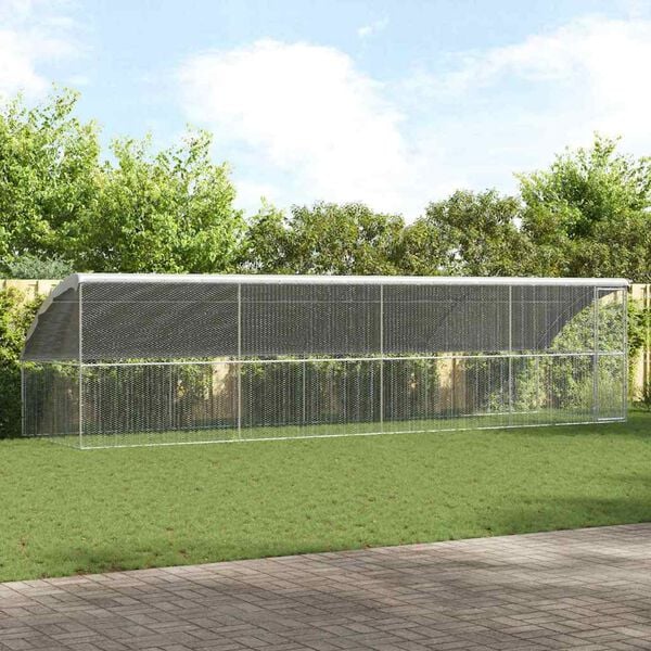 vidaXL Chicken Cage 4 pcs Silver 800 x 200 x 198.5 cm Galvanised Steel