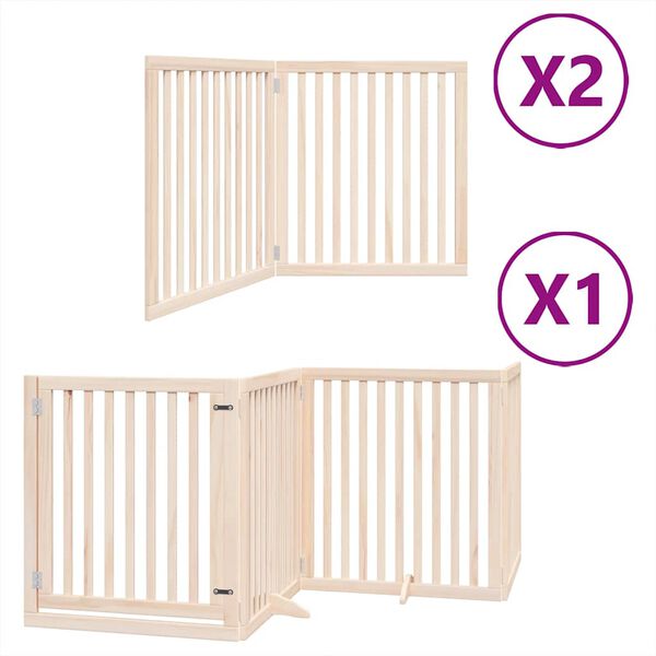 vidaXL Dog Gate with Door Foldable 8 Panels 640 cm Poplar Wood