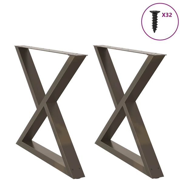 vidaXL Dining Table Legs 2 pcs Natural Steel 90x(72-73.3) cm Steel