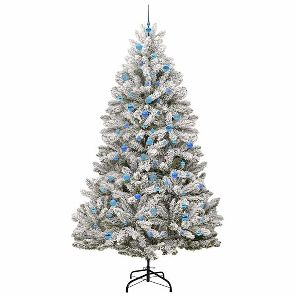 vidaXL Artificial Christmas Tree Green and White 240 cm PVC and Metal