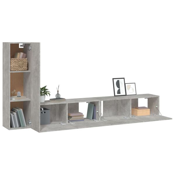 vidaXL 3 Piece TV Cabinet Set Concrete Grey Engineered Wood