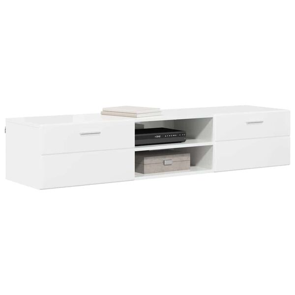 vidaXL Wooden Cabinet with Drawer High Gloss White 150 x 39 x 30 cm