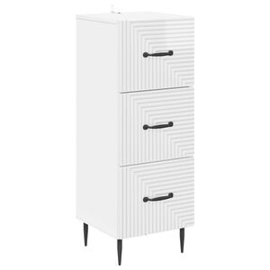 vidaXL Drawer Cabinet High Gloss White 33 x 34.5 x 89.5 cm