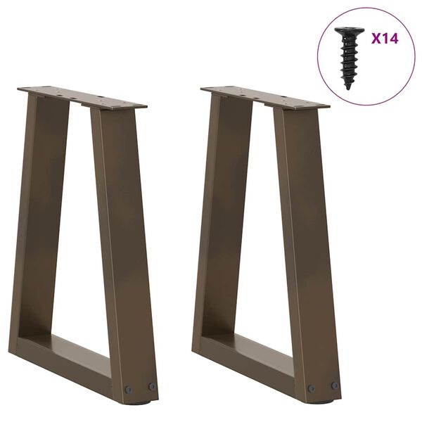 vidaXL Coffee Table Legs V-Shape 2 pcs Natural Steel 38x(42-43.3) cm Steel