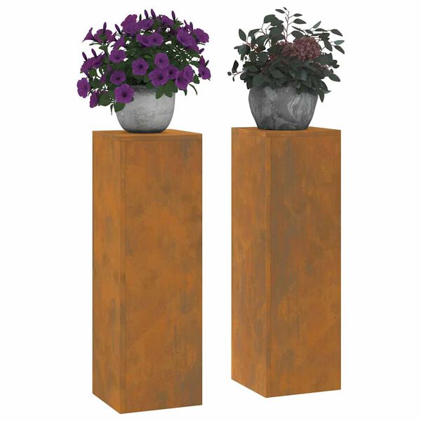 vidaXL Plant Stand 2 pcs Rusty 24 x 24 x 75 cm Weathering Steel