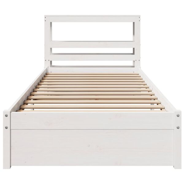 vidaXL Bed Frame with Headboard without Mattress White 75x190 cm Small Single
