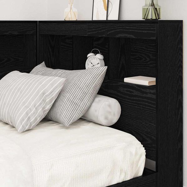 vidaXL Storage Headboard with Shelf Black Oak 100 cm Engineered Wood
