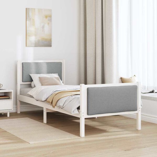 vidaXL Bed Frame with Headboard Light Grey 80 x 200 cm Fabric