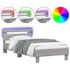 vidaXL Bed Frame without Mattress with LED Lights Grey Sonoma 90x190 cm Single