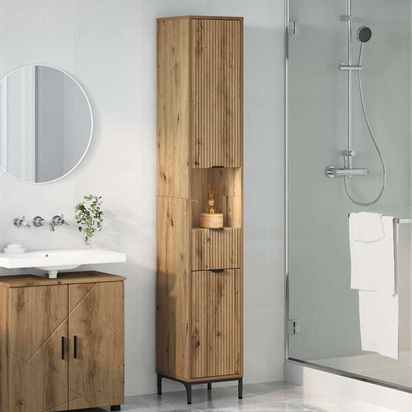 vidaXL Bathroom Cabinet with Drawer Artisan Oak 31.5 x 33 x 190 cm