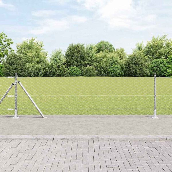 vidaXL Fence Post Silver 100 x 0.6 m (50 mm mesh) Steel