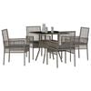 vidaXL Garden Dining Set 5 pcs Grey Poly Rattan