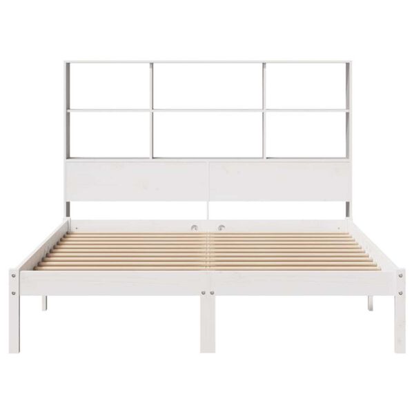 vidaXL Bookcase Bed without Mattress White 140x190 cm Solid Wood Pine