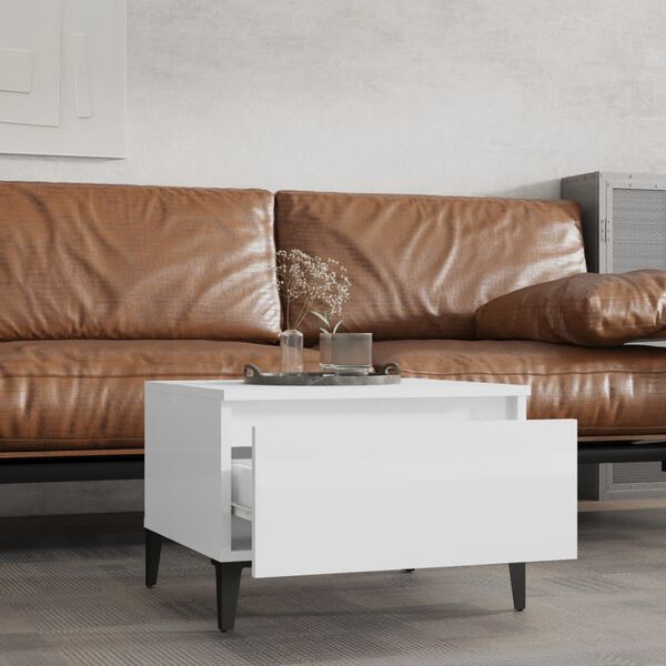 vidaXL Side Tables 2 pcs High Gloss White 50x46x35 cm Engineered Wood