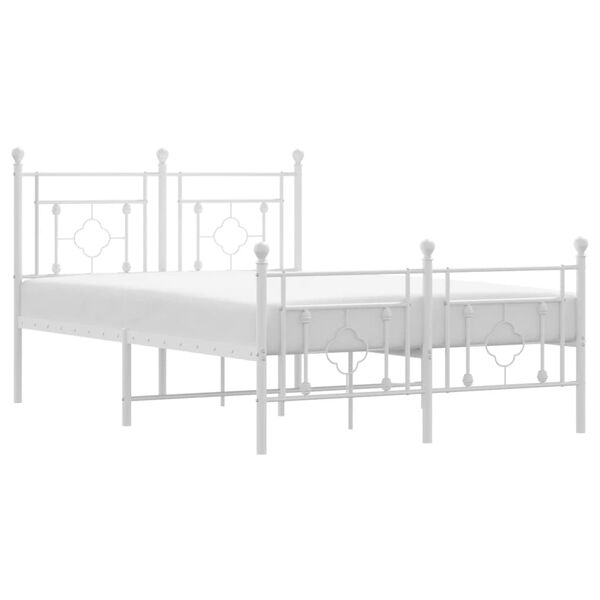 vidaXL Metal Bed Frame without Mattress with Footboard White 120x190cm
