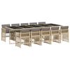 vidaXL 11 Piece Garden Dining Set with Cushions Mix Beige Poly Rattan