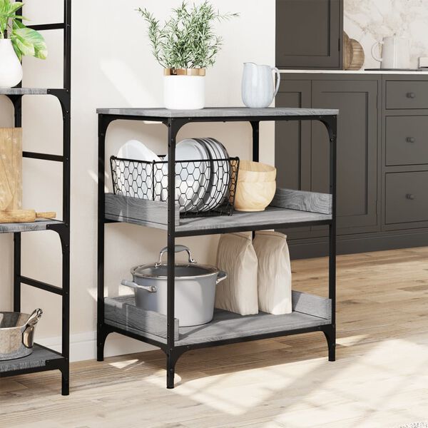 vidaXL Kitchen Trolley Grey Sonoma 60x41x80.5 cm Engineered Wood