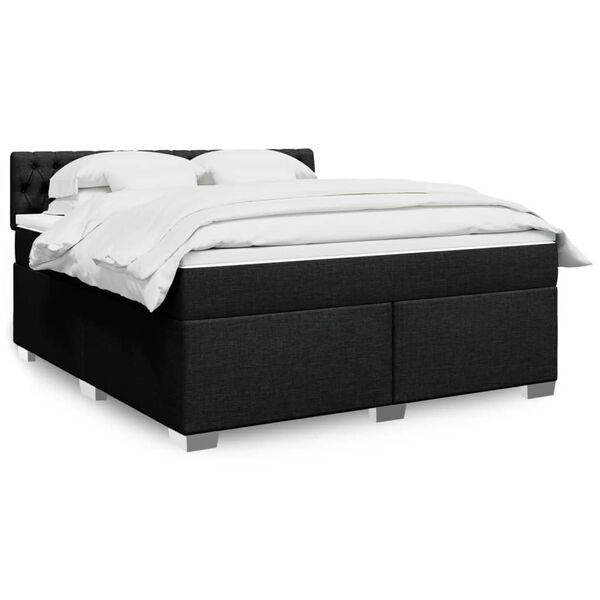 vidaXL Box Spring Bed with Mattress Black 180x200 cm Fabric