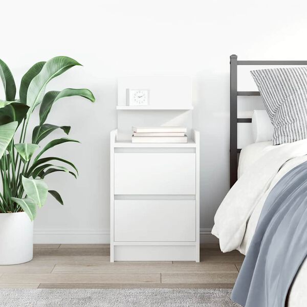 vidaXL Bedside Cabinet with 2 Drawers White 38x34x80 cm