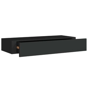 vidaXL Wall-mounted Drawer Shelf Black 60x23.5x10cm MDF