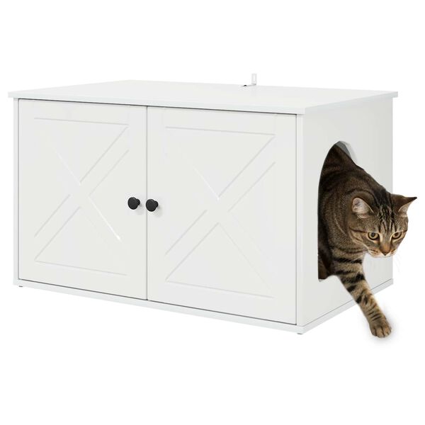 vidaXL Cat House Gloss White 85 x 55 x 50 cm Engineered Wood